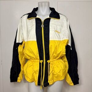 Vintage 90s Wilson Athletic Black Yellow Colorblock Nylon Windbreaker